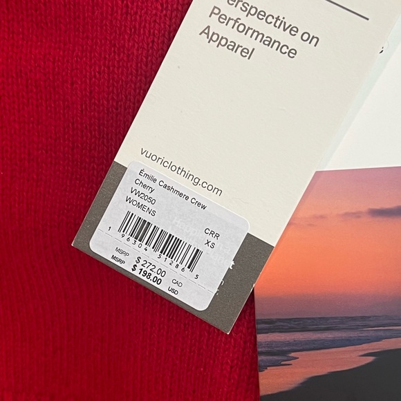 NWT Vuori Émilie Cashmere Crewneck Sweater Red XS Recycled Cashmere - Picture 8 of 8